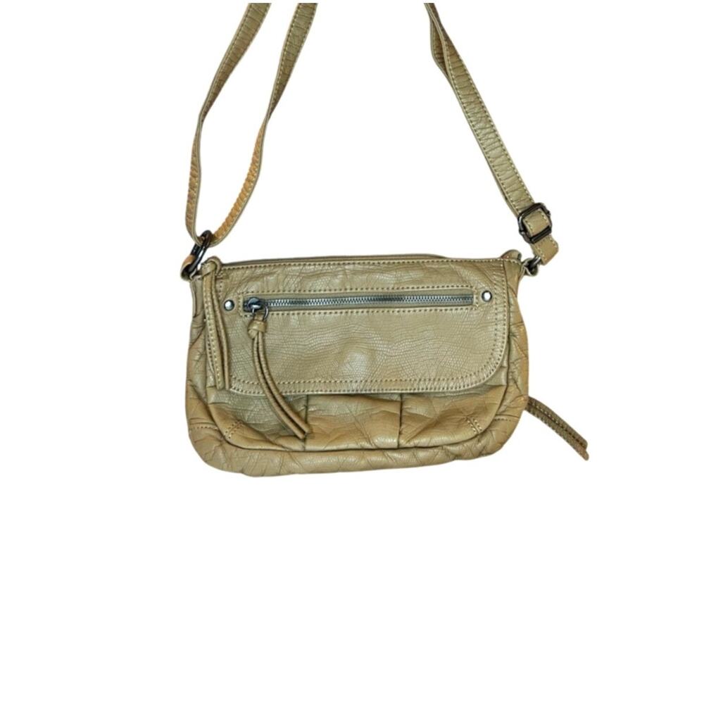 Bueno Khaki Leather Crossbody Bag Travel Euro Summer Coastal Chic Purse
